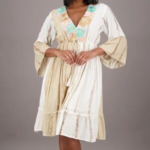 Horizon Smocked Festival Boho Midi Dress made in India 24963